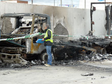 Zaragoza: un incendio provocado destruye cinco camiones en polígono industrial