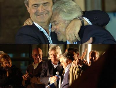 Mujica y Astori "satisfechos y contentos" y Bordaberry le entrega el Partido Colorado a Lacalle para la segunda vuelta
