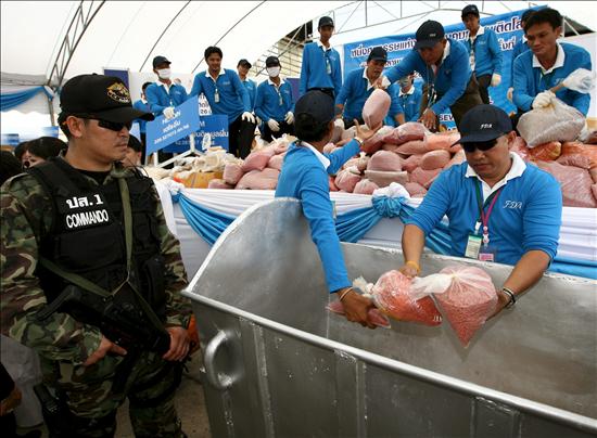 Tailandia destruye 6 millones de toneladas de droga incautada