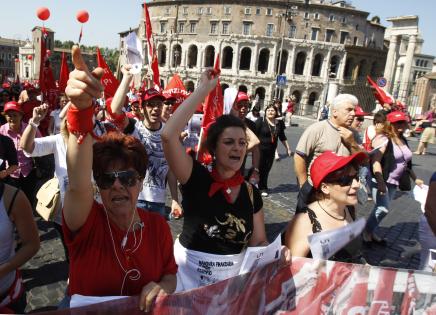 La huelga general contra el ajuste económico paraliza Italia