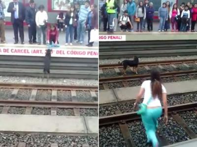 Por salvar a perro una joven se lanzó a las vías del tren eléctrico en Metro de Lima