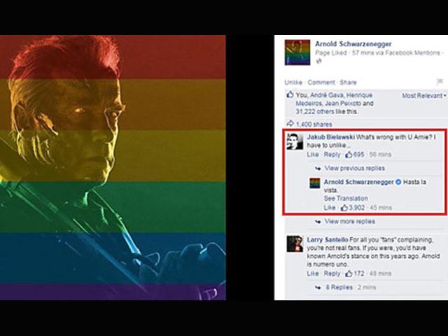 Arnold Schwarzenegger le responde a opositor al matrimonio gay y recibe miles de aplausos