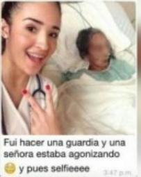Selfi indignante: la foto de una estudiante de medicina junto a mujer agonizante