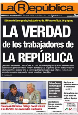 Trabajadores del diario La República dan plazo a la empresa hasta el jueves