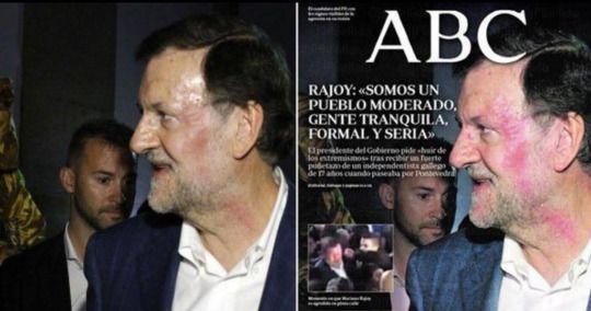 ABC altera la imagen de Rajoy para exagerar la agresión