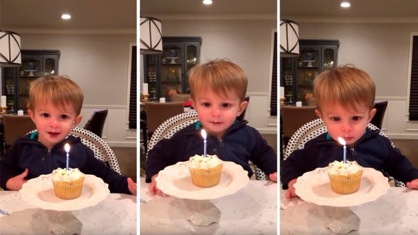 El niño que no puede soplar sus velas de cumpleaños