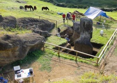 Desentierran ancestrales cabezas de la Isla De Pascua y debajo hallaron gigantescos cuerpos