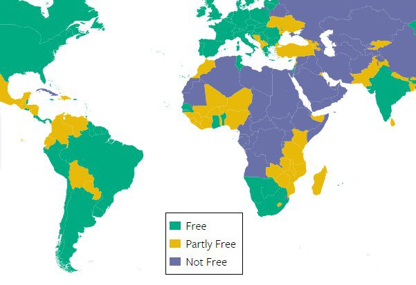 Uruguay es el país más libre de Latinoamérica y a nivel mundial ocupa el lugar 14,  según informe de Freedom House