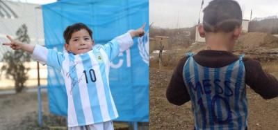 El niño afgano que por fin tiene una camiseta de Messi de verdad