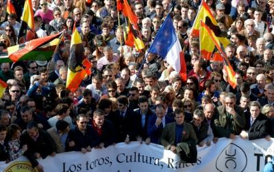 Miles de personas se manifiestan a favor de los toros en Valencia