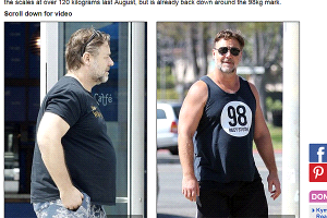 Russell Crowe sorprende al bajar 23 kilos en siete meses