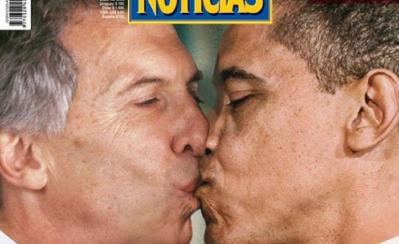 Obama y Macri "se besan en los labios" en la tapa de la revista Noticias