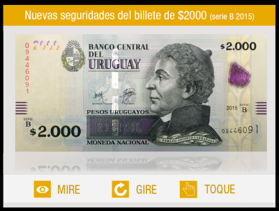 Este es el nuevo billete de 2.000 pesos que hoy empieza a circular en Uruguay