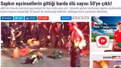 El titular homofóbico con el que un periódico turco describió tiroteo en Orlando