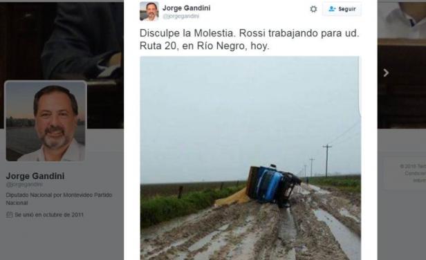 Papelón: Jorge Gandini confundió una ruta uruguaya con una imagen de Brasil