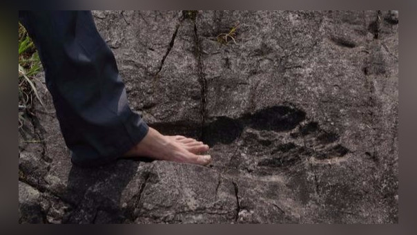 Hallan huellas humanas gigantes fosilizadas en China